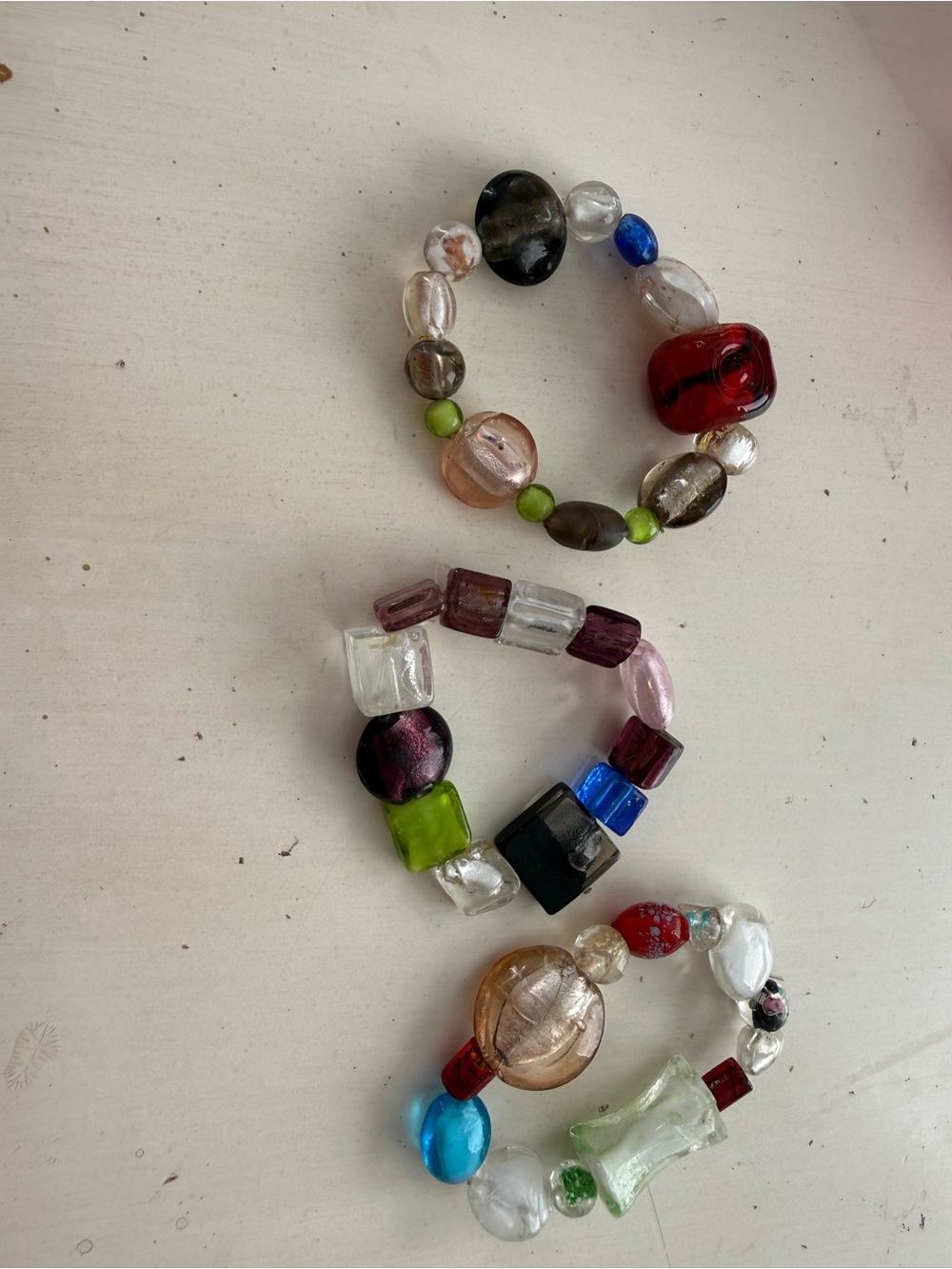 Multi-Color Glass Bead Stretch Bracelet Set - Unbranded